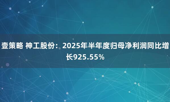 壹策略 神工股份：2025年半年度归母净利润同比增长925.55%